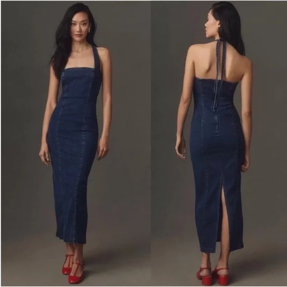 New Reformation Jeans Evita Denim Midi
Dress in Vermillion Color, SIZE 12 - Picture 1 of 8